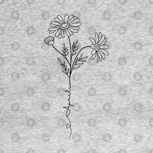 Minimalist  Boho Line Art Daisy April Birth Flower by Tina